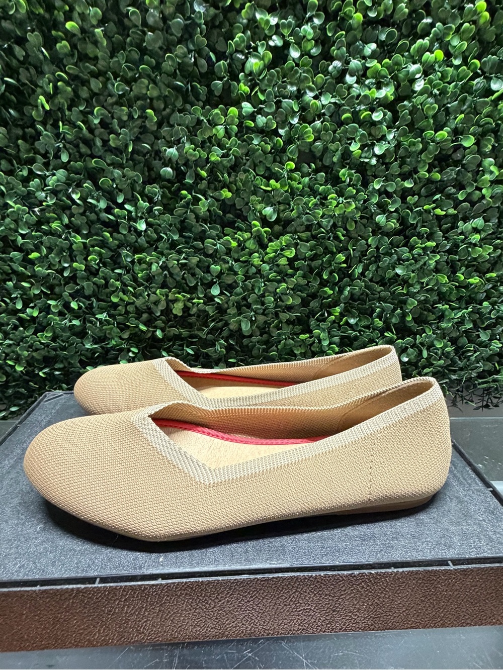 7 For All Mankind Beige Knit Ballet Flats